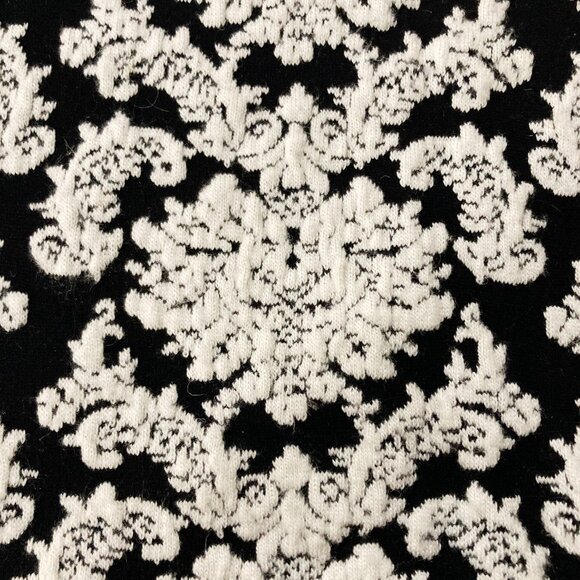 SPANNER Black creamy white damask pattern sweater ~ Goth LARGE XL 1X knit top - Picture 5 of 16